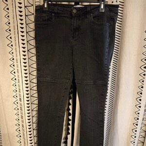 Paige Steele Pinstripe Skinny Jeans - Faded Black Striped